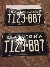 1970 Virginia PAIR License Tags Plates.    #T123-887 picture