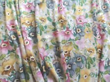 Vintage floral jersey fabric fluid knit, yellow pink green flowers 60