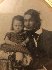 Antique Tintype Tinted  Man Unusual Daughter Gutta Percha Case F Seiler picture