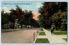 Sterling Illinois IL Postcard Second Ave. North Of East 4th Street 1916 Antique picture