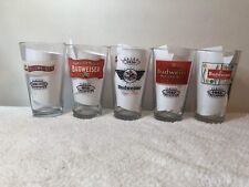 Budweiser Set Of 5 Logos Over The Years Pint Glasses 16oz W/Bonus Army Glass picture