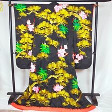 Japanese Kimono Uchikake Wedding Dress Bride Costum Black Embroidery 9075 picture