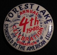 VTG 1948 FOREST LAKE MN PATRIOTIC 4TH OF JULY CELEBRATION AMERICAN LEGION PIN picture