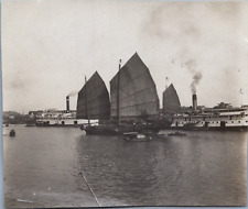 Hong Kong, Sailboat, Vintage Print, ca.1900 Vintage Print Vintage Print picture