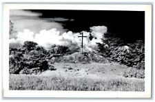 c1930's Beautiful Inspirational Cross On Hill Michigan MI RPPC Photo Postcard picture