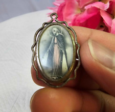 Vtg Silvertone Medal /Pendant Virgin Mary Catholic Religious- READ- A7 picture