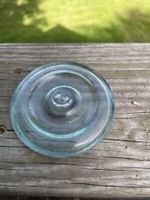 Vintage Lightning Aqua Glass Fruit Jar Lid 3” picture