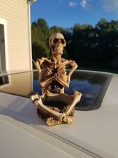 Skeleton Sitting Skull Ashtray Halloween Gothic Decor Collector Resin RARE EUC picture