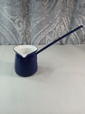 Vintage Yugoslavia Enamelware Coffee Pot Ladle Blue Cobalt 3oz picture
