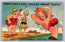c1957 When I was a Girl Falsies Meant Teeth Vintage Postcard 1130 picture