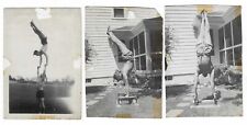 3 Ca. 1920s Male Muscular Headstand Photos Snapshot Athletic Body Gay Vintage picture