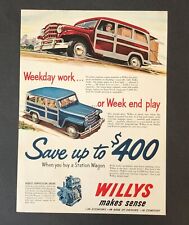 1951 Willys Station Wagon Advertisement Week Work Play Makes Sense Vtg Print AD picture