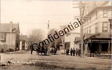 Real Photo Elm Street Stores w/ Horse And Wagons Tully NY New York RP RPPC K224 picture