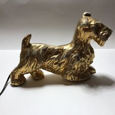 Gold Scottie/Sealyham Terrier Dog Lamp Ceramic Pottery Mid-Century Vintage picture