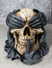 See Hear Speak No Evil Skull Deathly Gallows Gothic Grim Pantomime Figurine picture