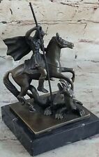 Sculpture Statue Signed Barye Legendary Saint George Killing a Dragon  Bronze picture