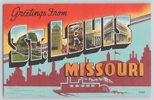Postcard Missouri St Louis Large Letter Greetings Vintage Linen Era 1948 picture