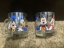 Vintage Disney Mickie, Minnie, Donald & Goofy Glass Coffee Mugs picture