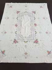 Vintage Hand Embroidered Tablecloth Exquisite Antique Linen 205x159cm picture