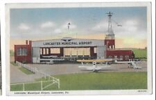 Lancaster PA Municipal Airport Airplanes Linen Postcard PM 1946 picture