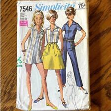 Vintage 1960s Simplicity 7546 Sewing Pattern Size 12 XS Jumpsuit Skirt COMPLETE picture