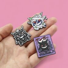Set Of 3 Pokémon Gengar Metal Enamel Pin Badges Japanese Gift picture