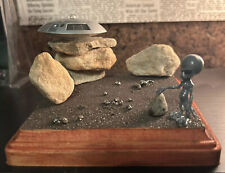 UFO Flying Saucer and Alien Custom Model Display  - Meteorite Coated Base picture
