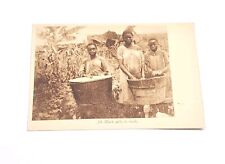 24. Black Girls At Work Canal Louvain French Antique Photo Postcard picture