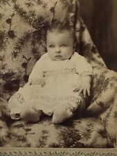 1880s Pretty Kansas KS Baby Big Bright Eyes Cabinet Card Photo  picture