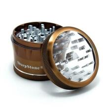 SharpStone V2 CLEAR TOP 4 Piece 2.2” Herb / Spice Grinder BROWN AUTHENTIC picture