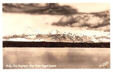 Vintage Postcard Real Photo Olympic Mountains From Puget Sound Washington RPPC picture