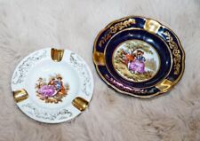 Two Vintage French Porcelain Ashtrays with 24k Gold picture