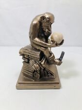Vintage Darwin Monkey Thinker Figure on Books w/Skull Statue Figure picture