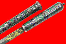 Unique 19th C. Lucknow Indian Assassin's Silver & Enamel Wootz Dagger (shamshir) picture