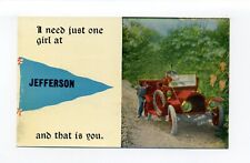 Jefferson, Holden MA pennant postcard, broken down auto, 