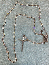 Vtg Rosary Faceted Iredescent Beads Extra Strong Made in Italy  picture