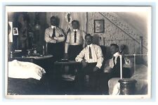 1904-1920's Interior Men Holding Violin Possible Band RPPC Domestic Postcard picture