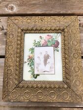 Antique Victorian Gilded Wooden Frame Flowers Antique Photo Gold Floral picture