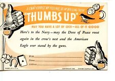 Thumbs Up & Good Luck-Here's to the Navy-Patriotic 1942 Exhibit Card picture