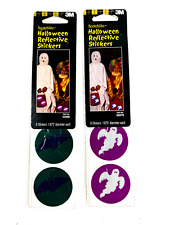 Lot (x2) vtg 3M Scotchlite Halloween Reflective Stickers Ghost Bat COOL picture