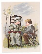 Victorian schoolboy receives lesson from teacher outdoors (O. & O. Tea) picture
