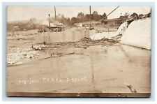 1908 Real Photo Log Jam Postcard RPPC Logging Mill  picture