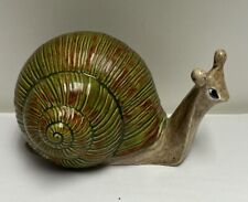 Vintage Ceramic Hand Painted & Signed Snail Figurine Red/Green Shell picture