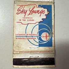 Vintage 1950s Sky Lounge Burbank Airport Lockheed Matchbook Cover RARE picture
