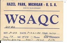 QSL 1948  Hazel Park Michigan   radio  card picture