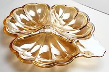 Vintage Jeannette Marigold Carnival Glass Clover Shape 7