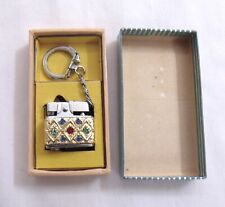 Vintage 1960's Prince Gold Tone Jeweled Cigarette Lighter Key Chain Japan  NIB picture