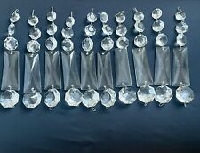 10 Vintage Graduated Crystal Glass Strands Coffin Baguette Prism Chandelier picture