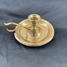 Vintage Brass Chamber Stick Candle Holder with Finger Loop Drip Tray picture