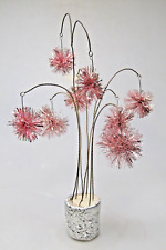 Vintage Metallic Corsage Springs Pink POM POM Christmas Tree Ornament Japan picture